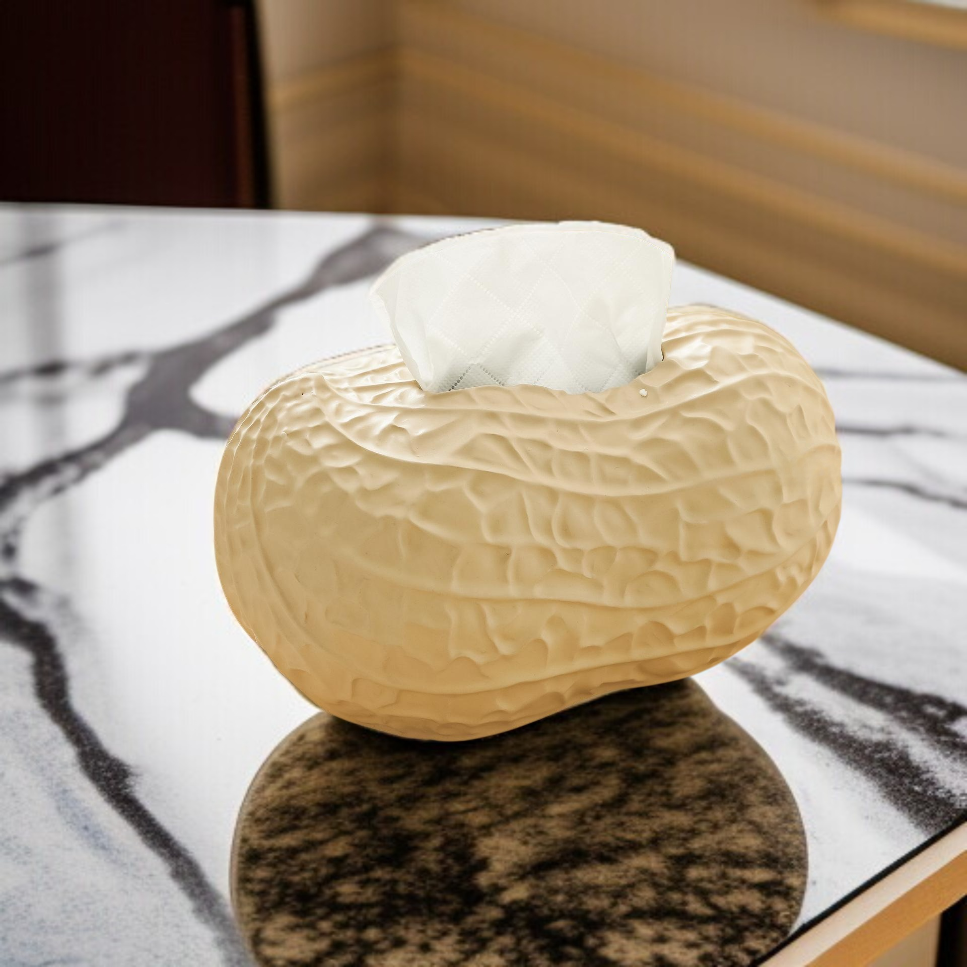 高級セラミック製ティッシュボックスの正面画像