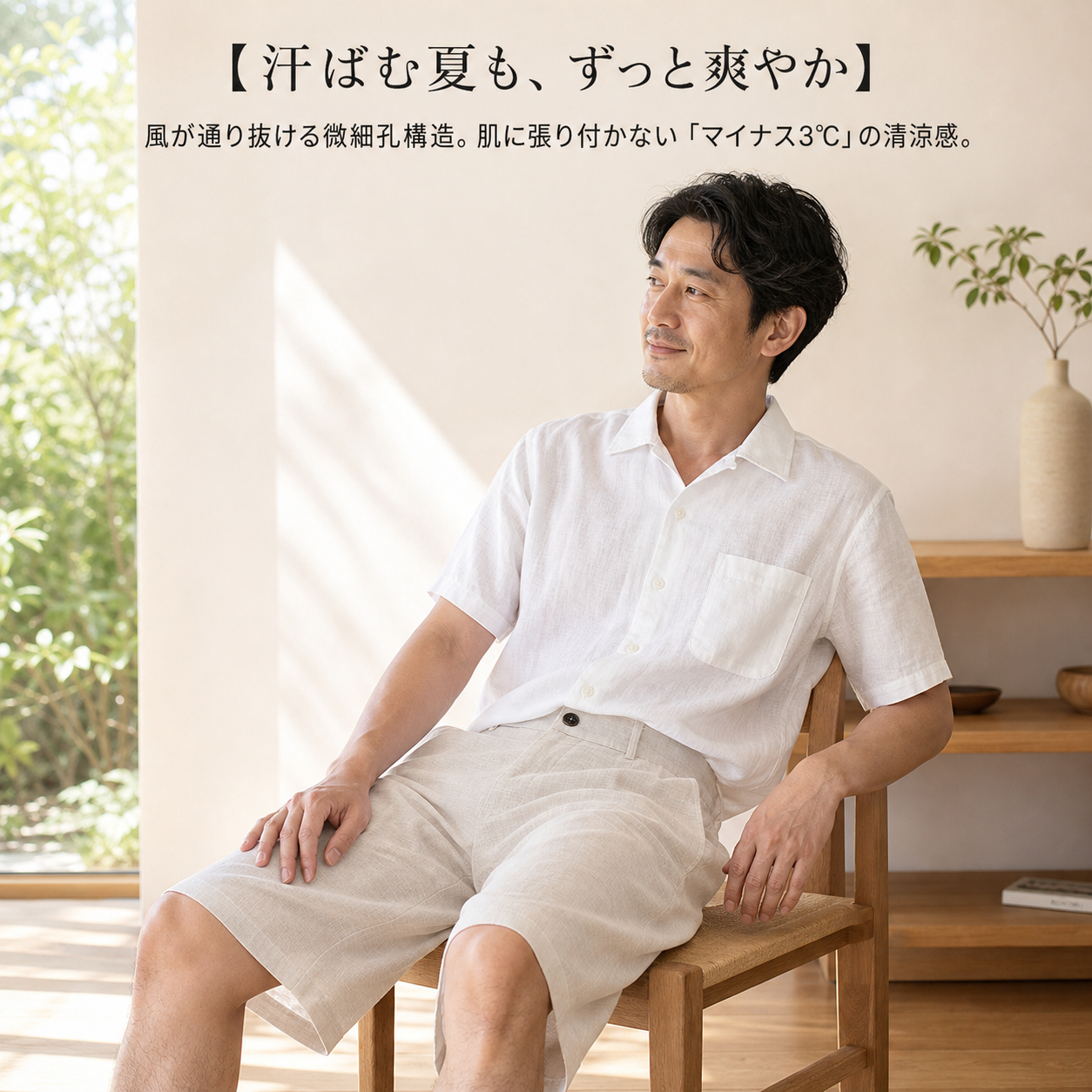 夏用オールドマネースタイル リネンゆったりメンズショートパンツ