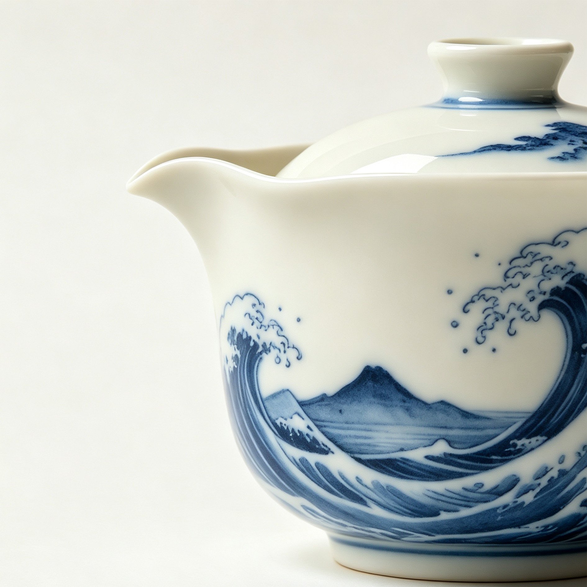 景徳鎮手描き青白磁茶器セット