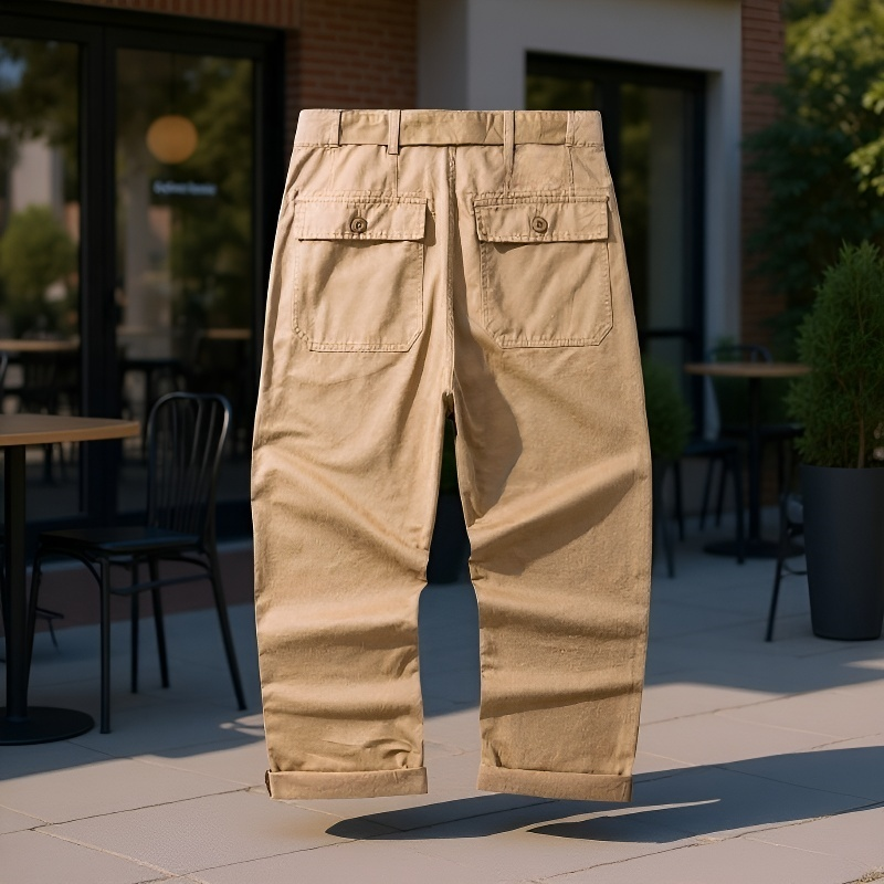 クラシックなミリタリーデザインのパンツ