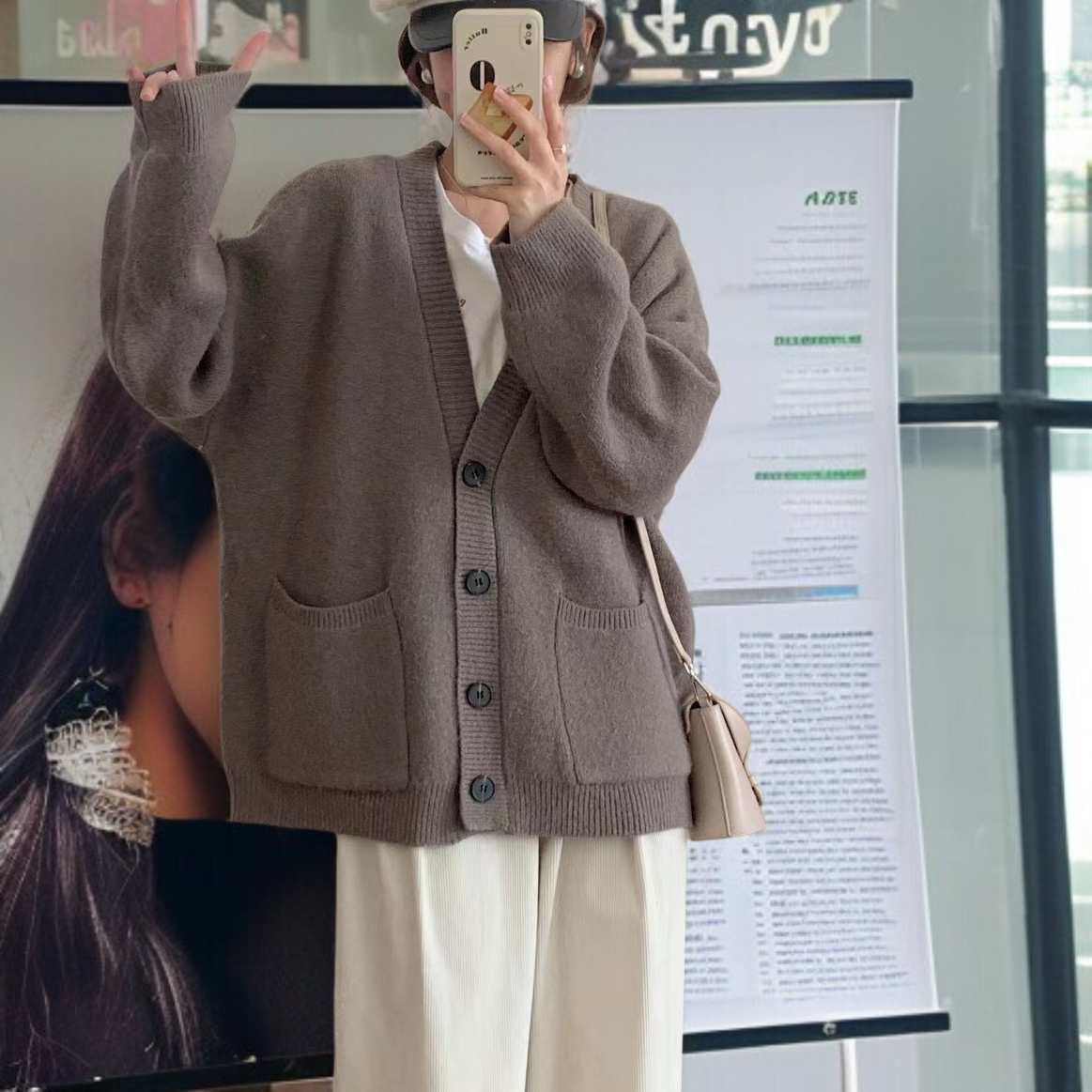 トレンド感ある女性用セータージャケット無地トップス