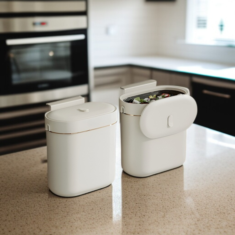 ゴミ箱壁掛けキッチンゴミ箱蓋とスリット付き家庭用ハイエンド収納バケツ