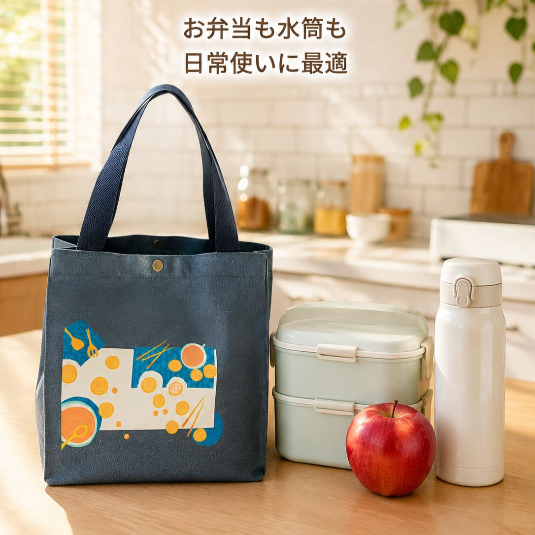 厚手保温和風弁当袋 携帯用キャンバス巾着トートバッグ