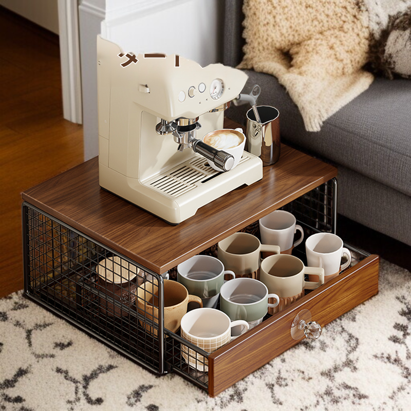 コーヒーマシン収納ラック 木製 おしゃれ ティーバッグデスクトップスタンド カップラック