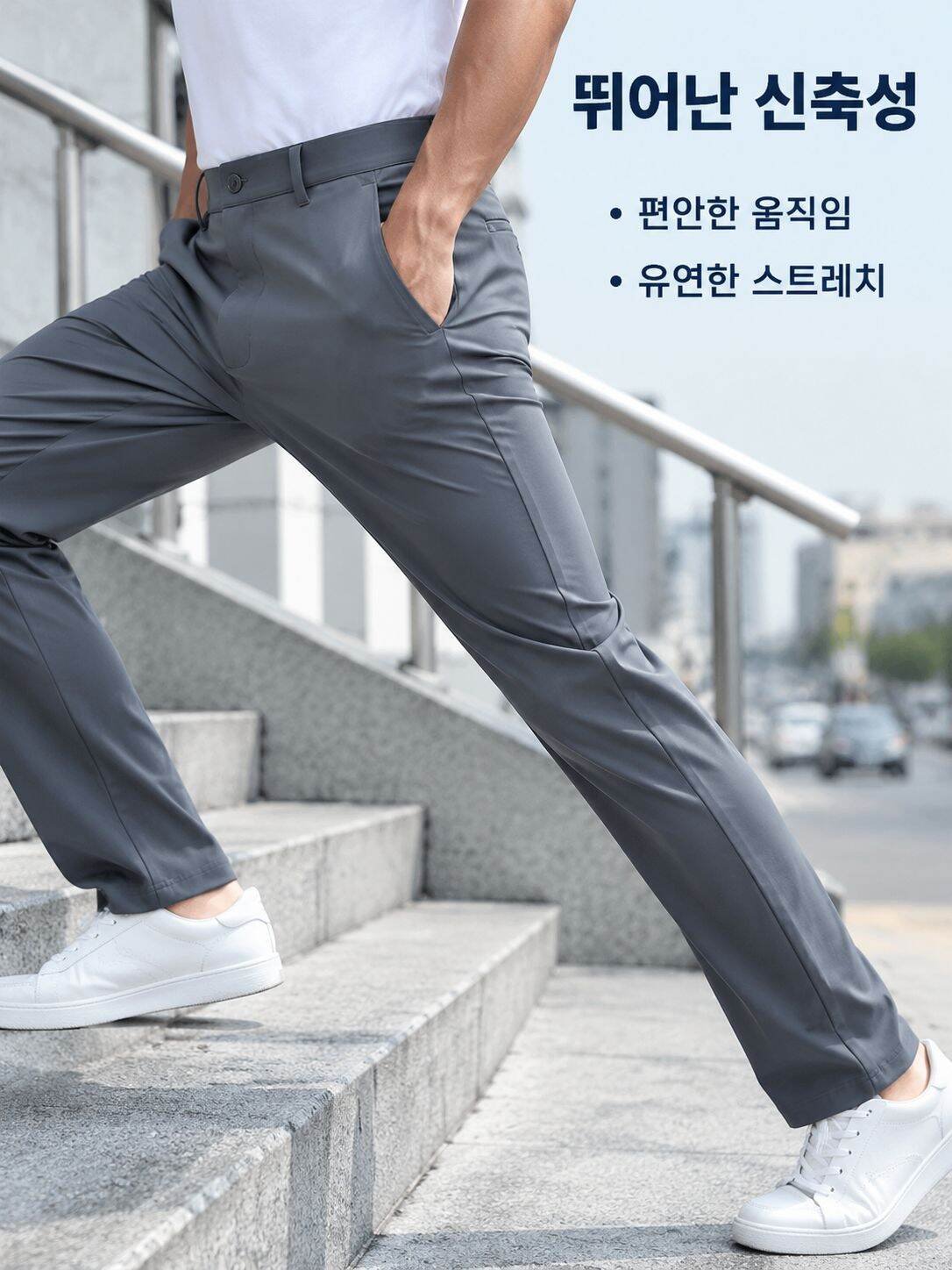 고퀄리티 삼방 냉장고 캐주얼 바지 남 여름 신상 한국 스타일 패션 비즈니스 정장 스판 바지 남