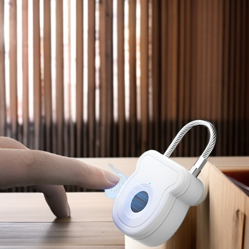 スマート指紋南京錠 アウトドア用荷物指紋ロック ステンレススチールドアキャビネット南京錠 金融バックパック指紋南京錠