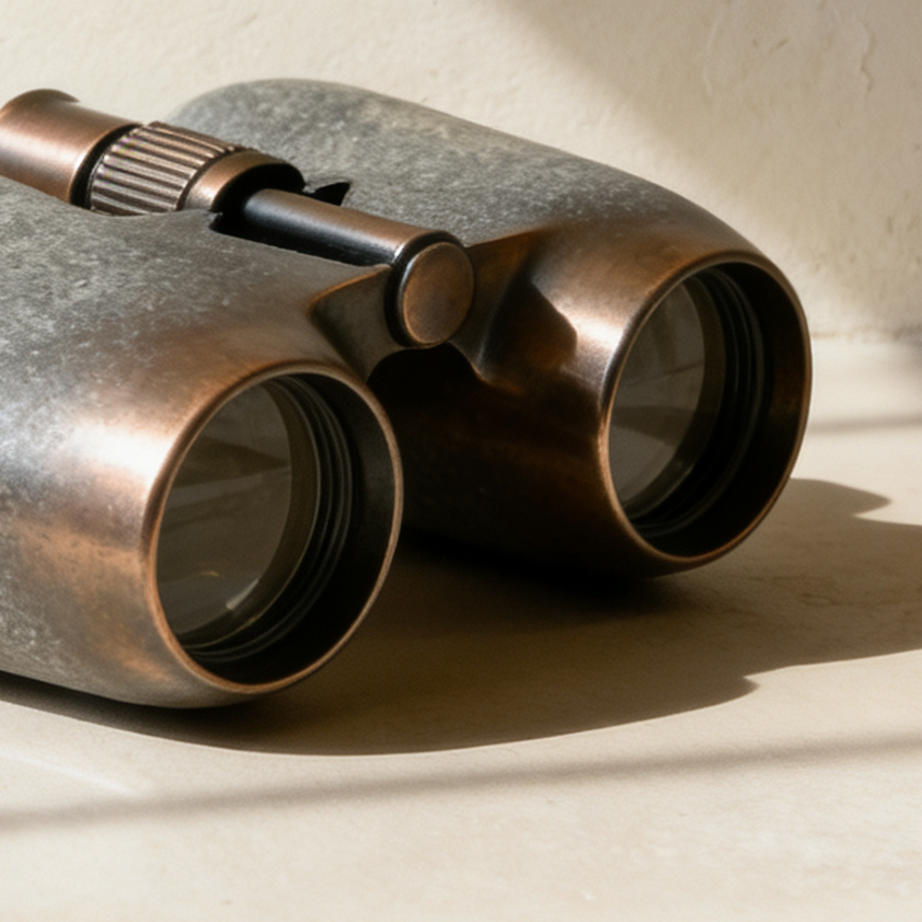 レトロデザインの望遠鏡をインテリアに使用