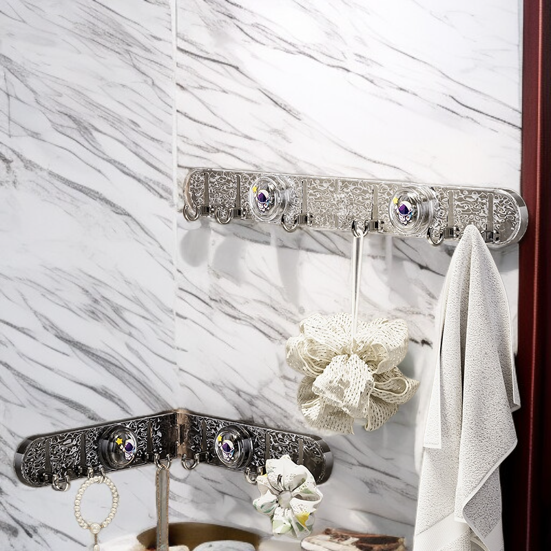 Bathroom suction cup corner row hook