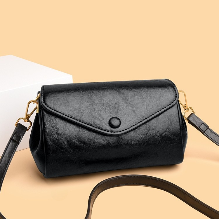 多層隔層柔軟皮革風琴斜挎包