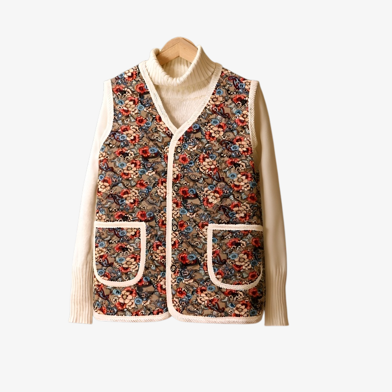 엄마옷 기모 도톰한 아우터 나시 베스트 빅사이즈 플라워 면 조끼 나시 조끼 기모 도톰한 면 조끼