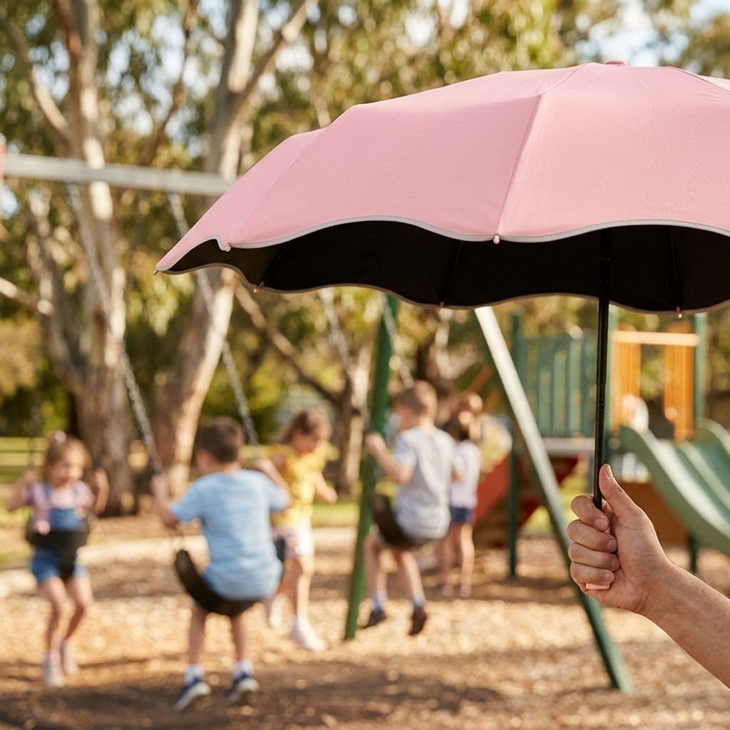 晴れの日も雨の日も使える、反射材付き傘