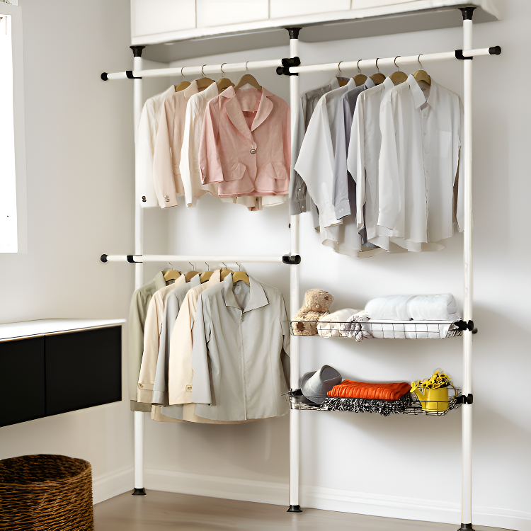 Multifunctional clothes hanger, simple floor-standing folding clothes and hat rack