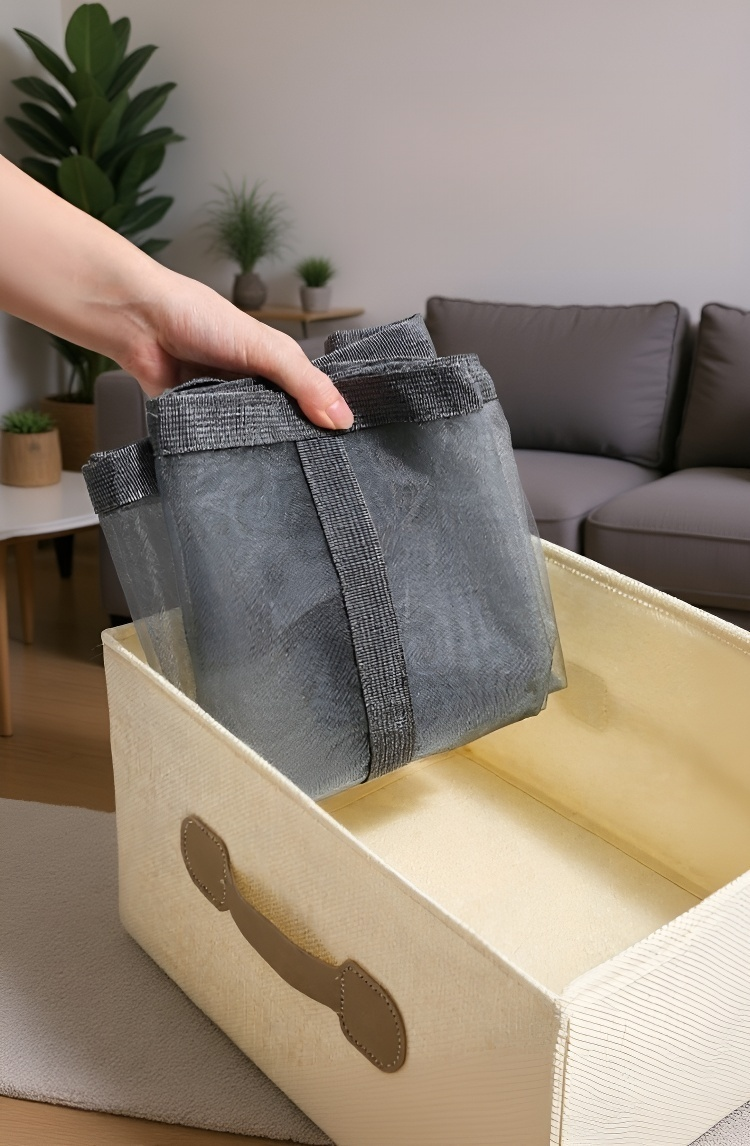 سلة غسيل للملابس المتسخة بتصميم شبكي جيد التهوية