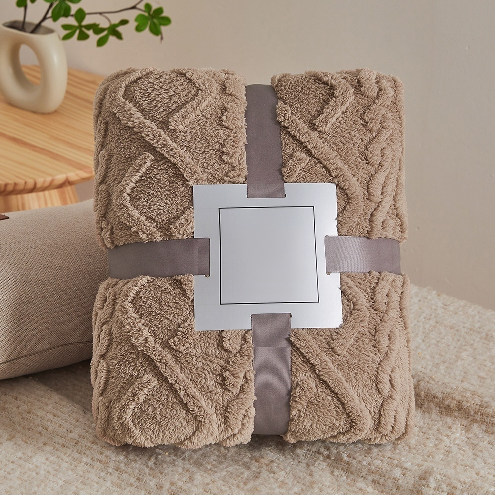 Manta de terciopelo coral AB, doble cara, jacquard de franela