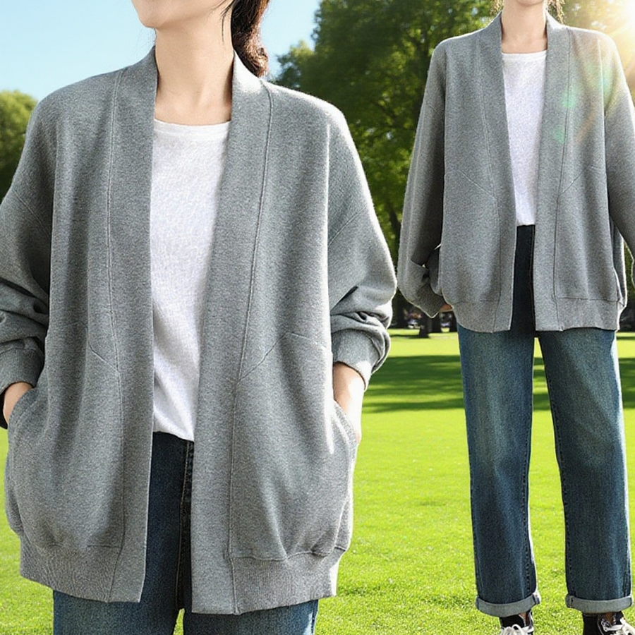 여성 심플하고 나른한 스웨터 카디건