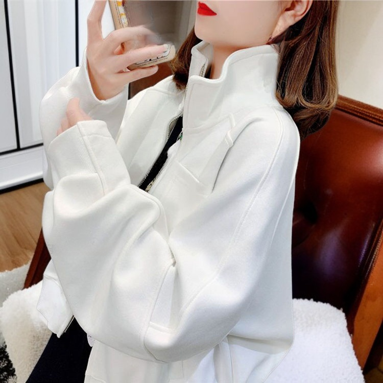 おしゃれで万能なルーズハイネックショート丈レディーススウェット