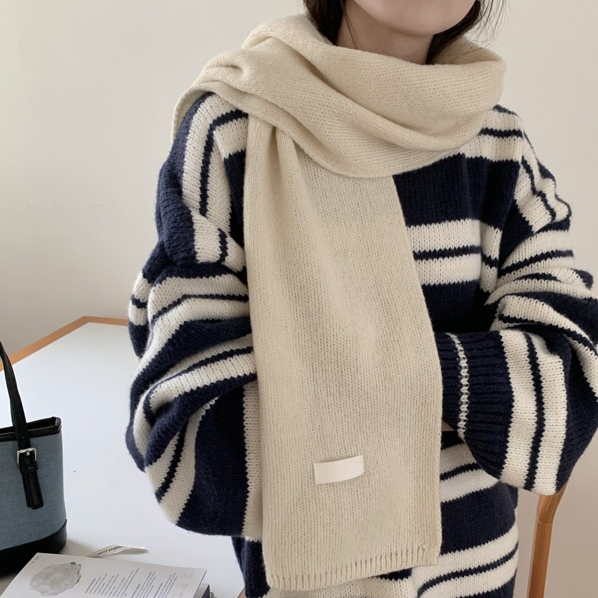 Damen Winter Warmer Strickschal Weicher Basic Schal Modischer Studentenschal für Paare