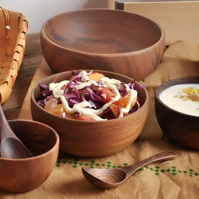 ชามไม้พอลวูดแท้ ชามสลัด ถาดผลไม้ ถาดถั่วแห้ง ธัญพืช ถาดตื้นไม้