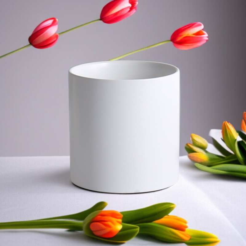 Colorful Ceramic Home Set Planter High Pot Flower Tray Round European Green Plant Planter