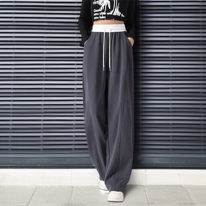 고탄력 스포츠 바나나 팬츠 캐주얼 일자 팬츠 여 슬림핏 춘추 커브 와이드 팬츠