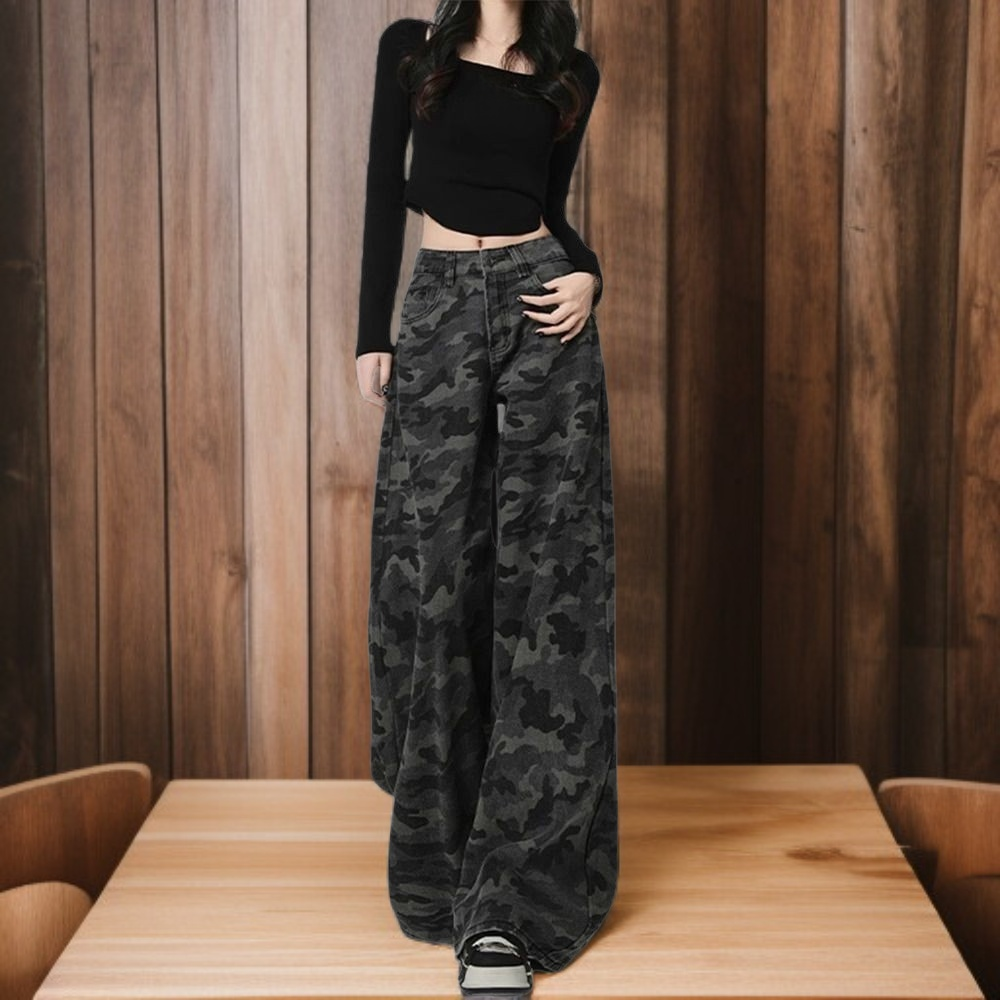 Pantalones vaqueros para mujer, corte amplio y cintura alta, estilo americano para verano