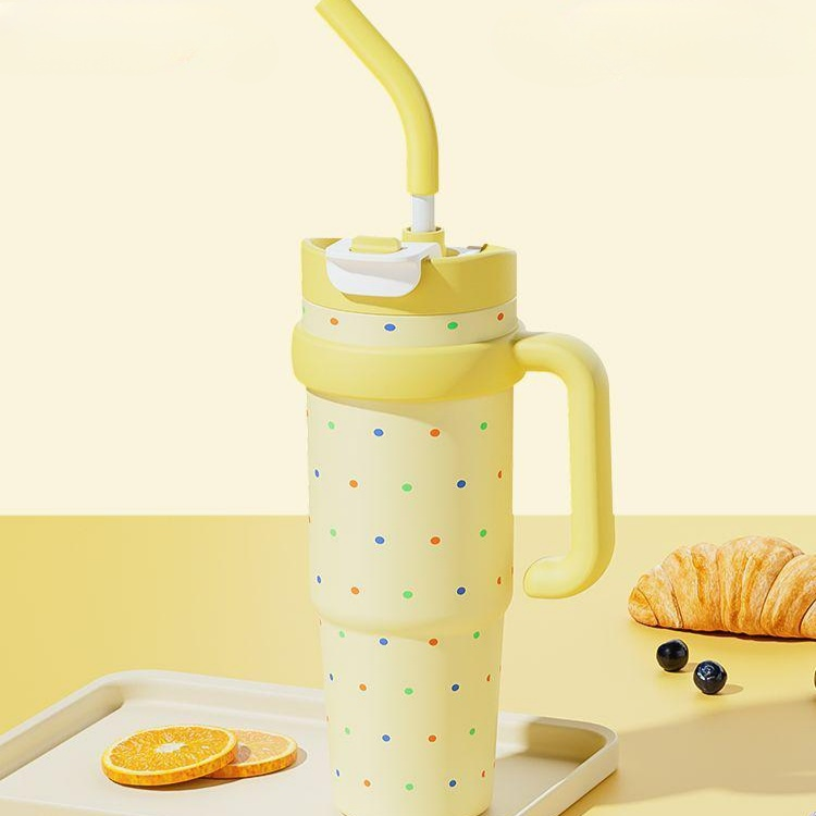 도트 대용량 보온컵 여성용 신상, 고급스러운 디자인, 초대형 휴대용 컵