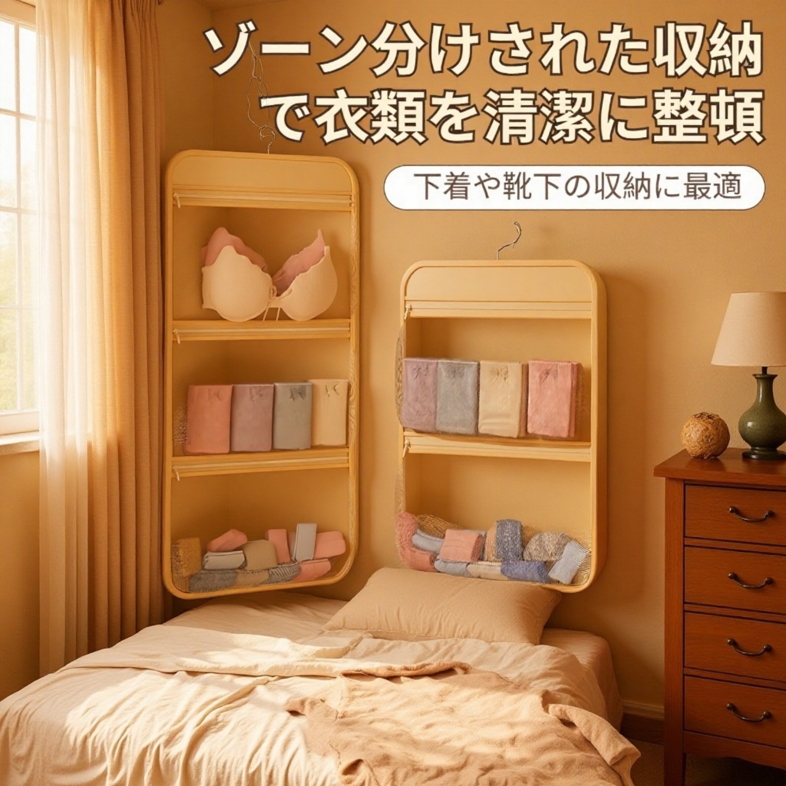 吊り下げ式メッシュ収納袋整理ポケット