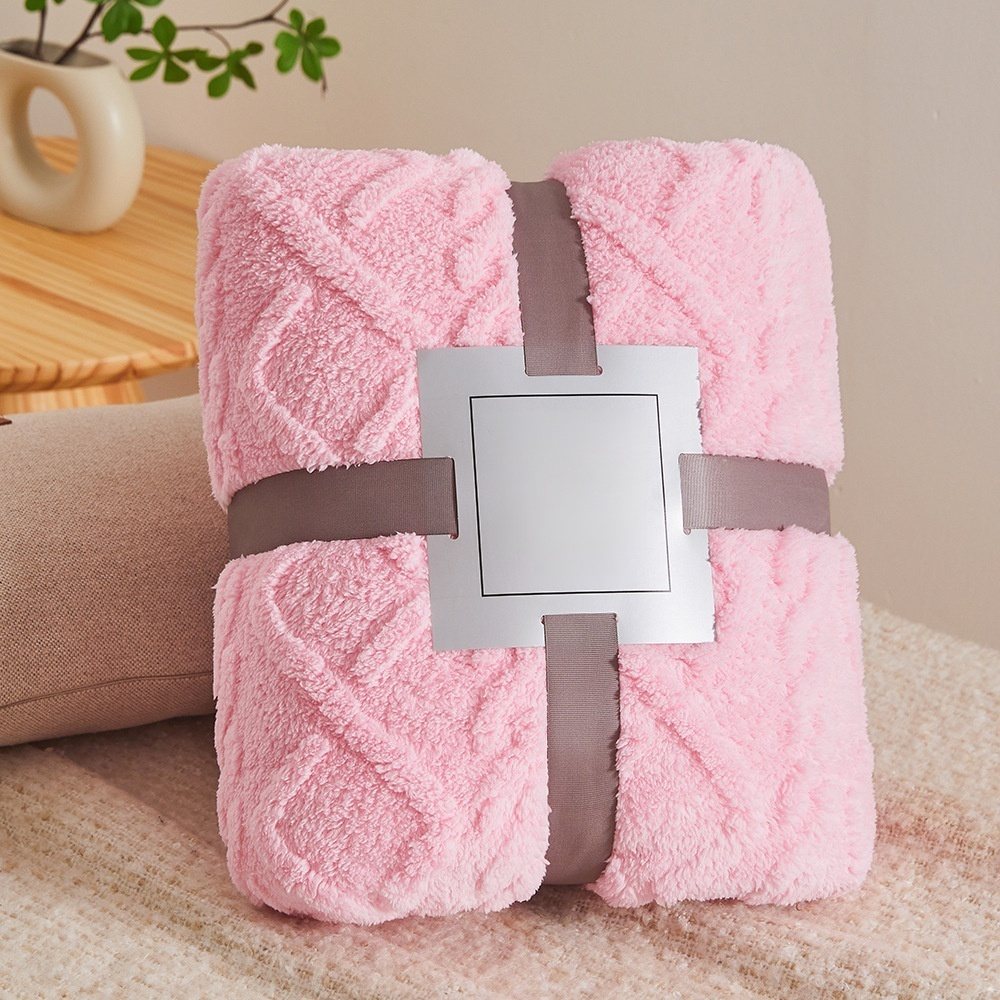 Manta de terciopelo coral AB, doble cara, jacquard de franela