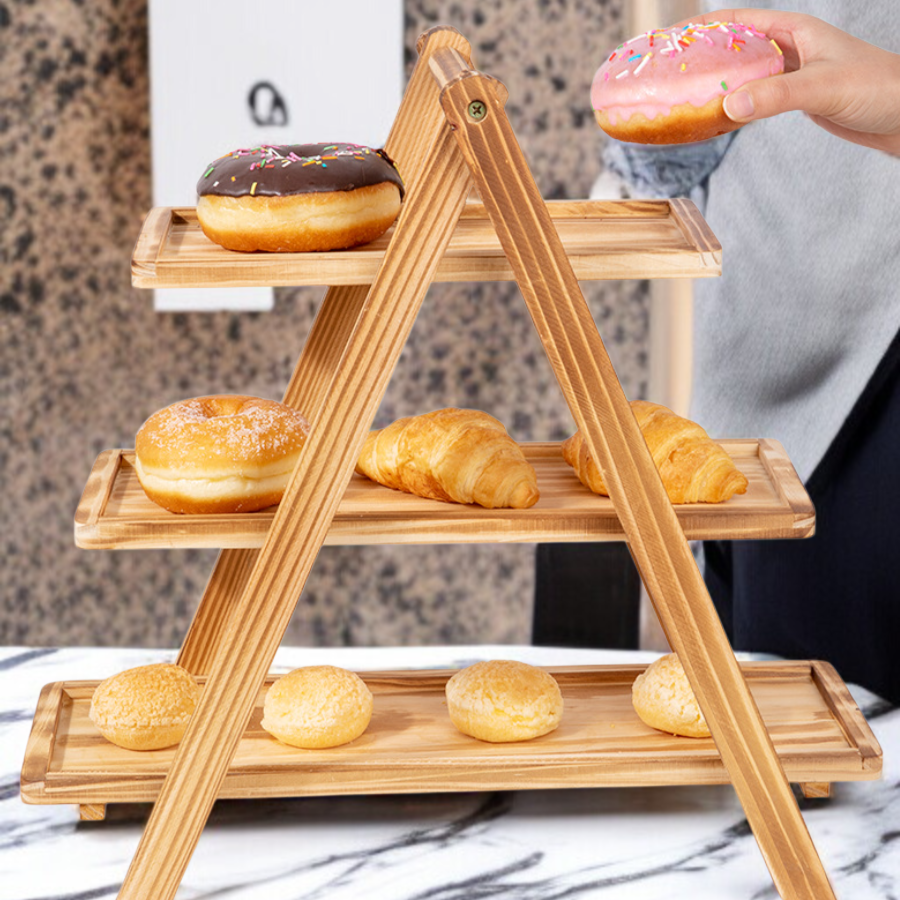 홈카페 인테리어에 어울리는 3층 원목 트레이