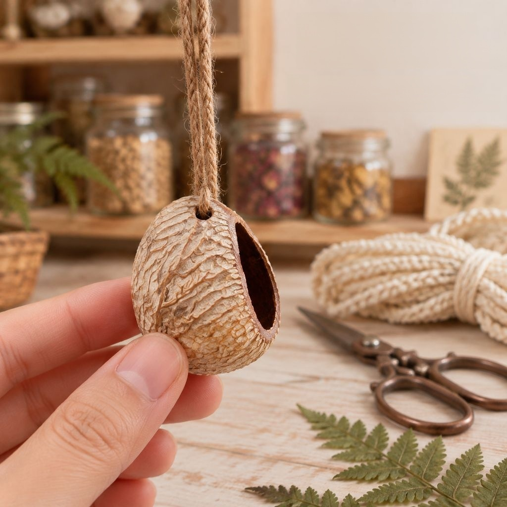 Natural Nut Shell Rattle DIY Craft Material Bean Pod Doll Wind Chime Pendant