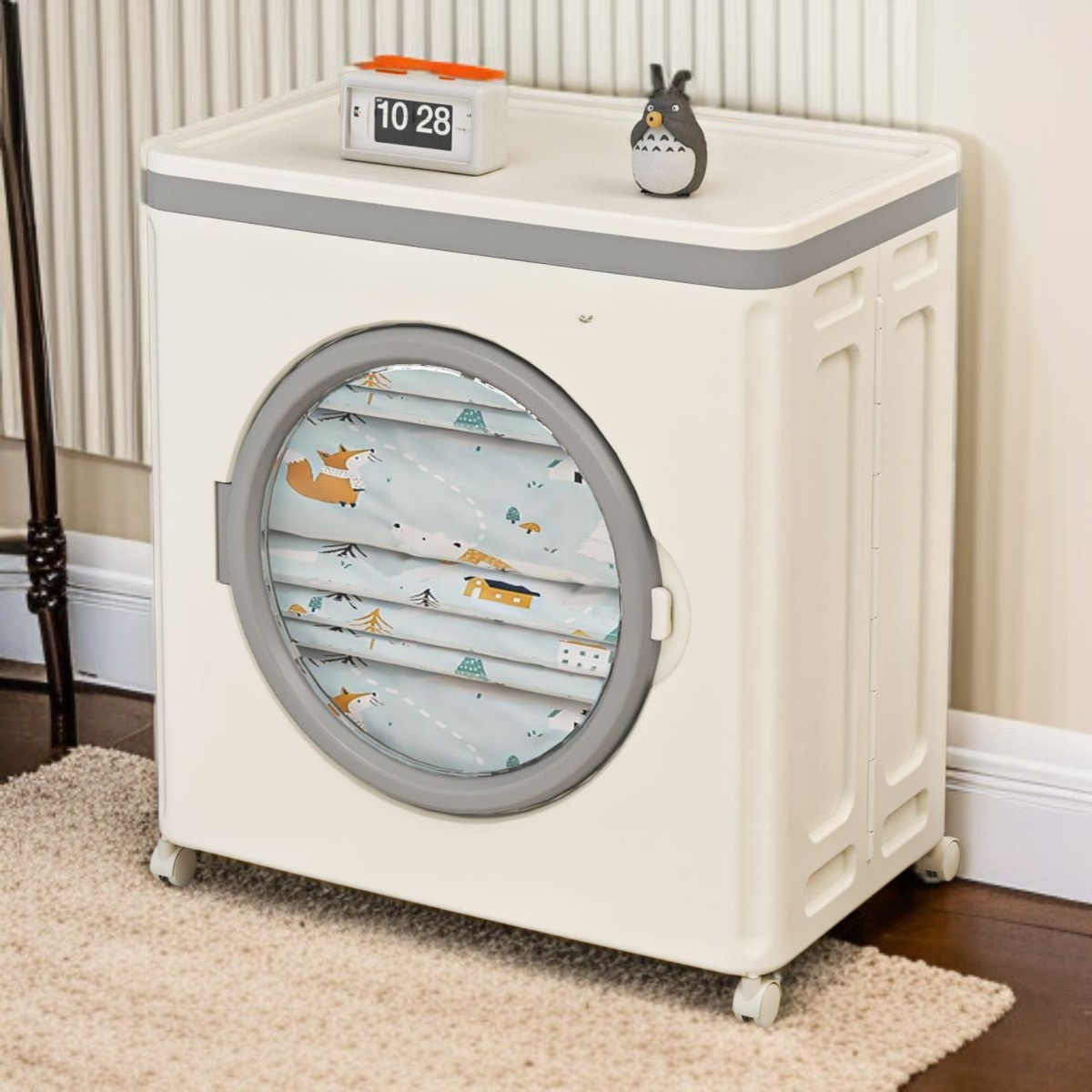 가정용 접이식 수납함 도르래 대용량 의류 수납 정리함 이불 플랩 가능