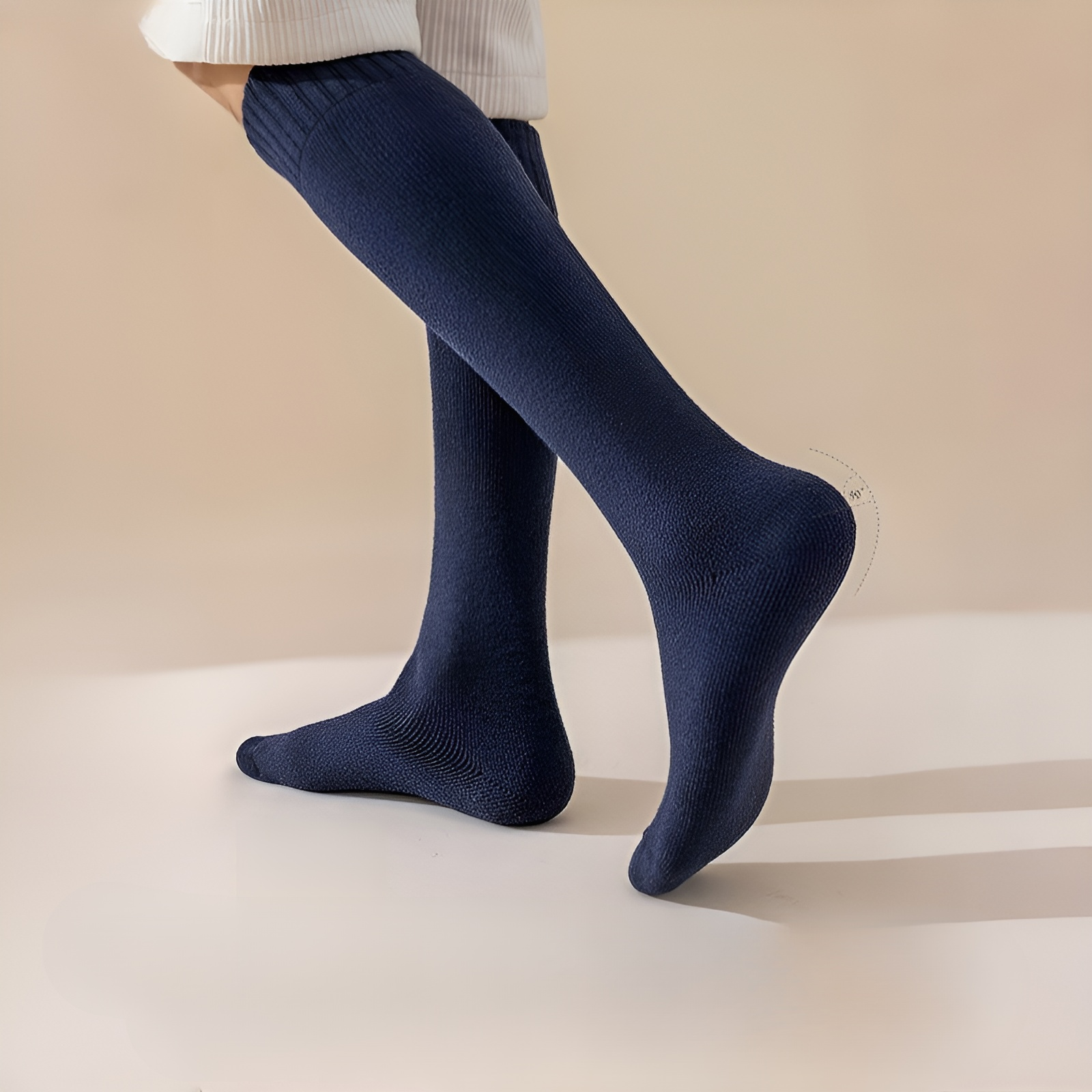 Calcetines largos térmicos con forro de borrego para proteger las rodillas en invierno