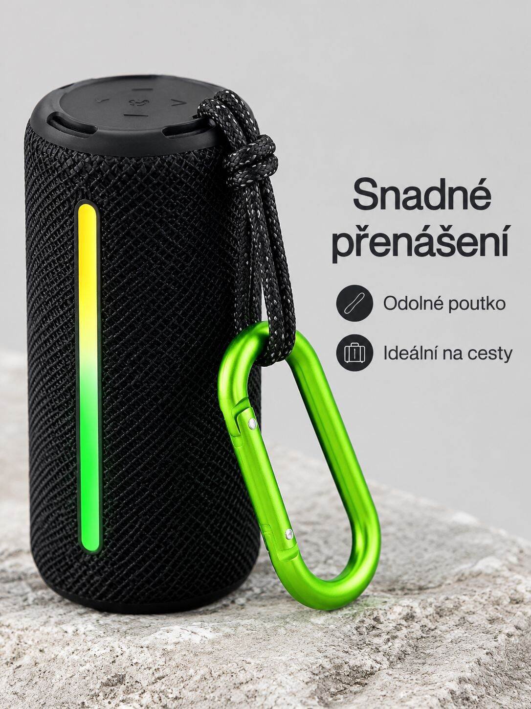 Výkonný zvuk z kompaktního přenosného reproduktoru