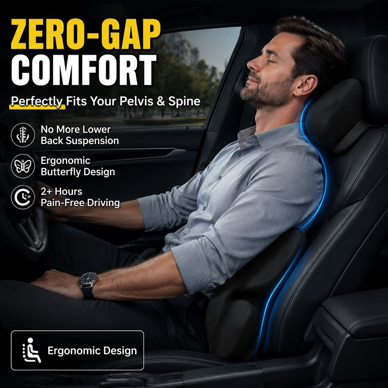 Car Seat Cushion Lumbar Back Support Pillow