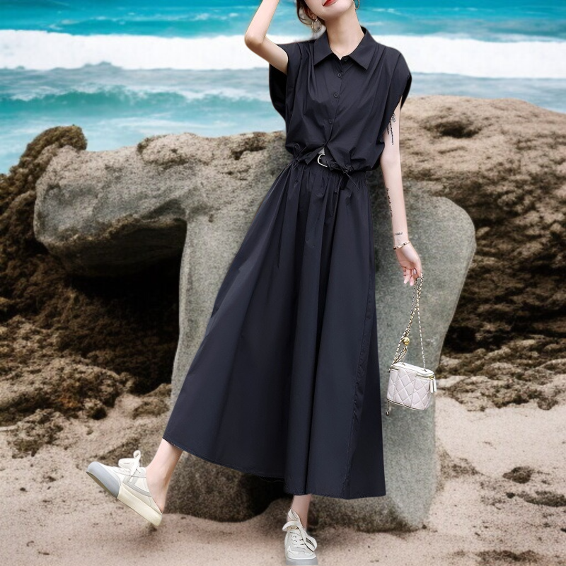 트렌디한 여름옷 하이웨스트 원피스 투피스 여자 상의 여자 스커트 날씬해 보이는 미디 스커트