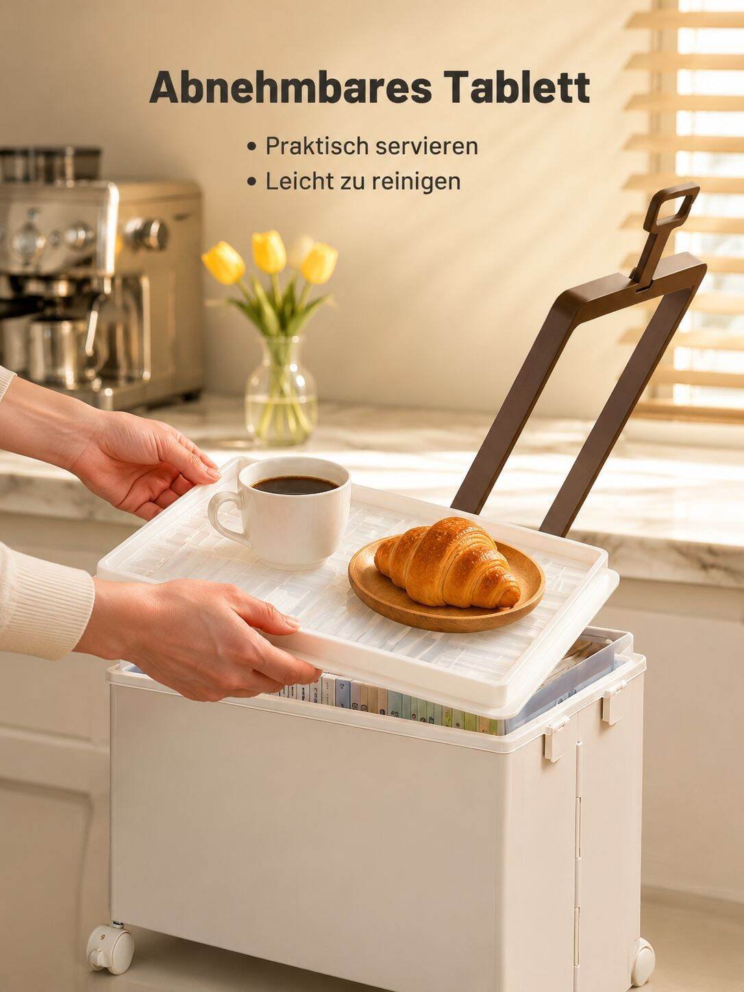 Klappbarer Servierwagen mit Rollen und Deckel, vielseitig einsetzbares Standregal