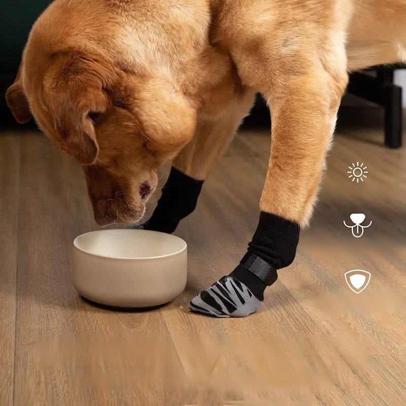 ถุงเท้าสัตว์เลี้ยงกันน้ำระบายอากาศยางพิมพ์รองเท้าสุนัขกันลื่น