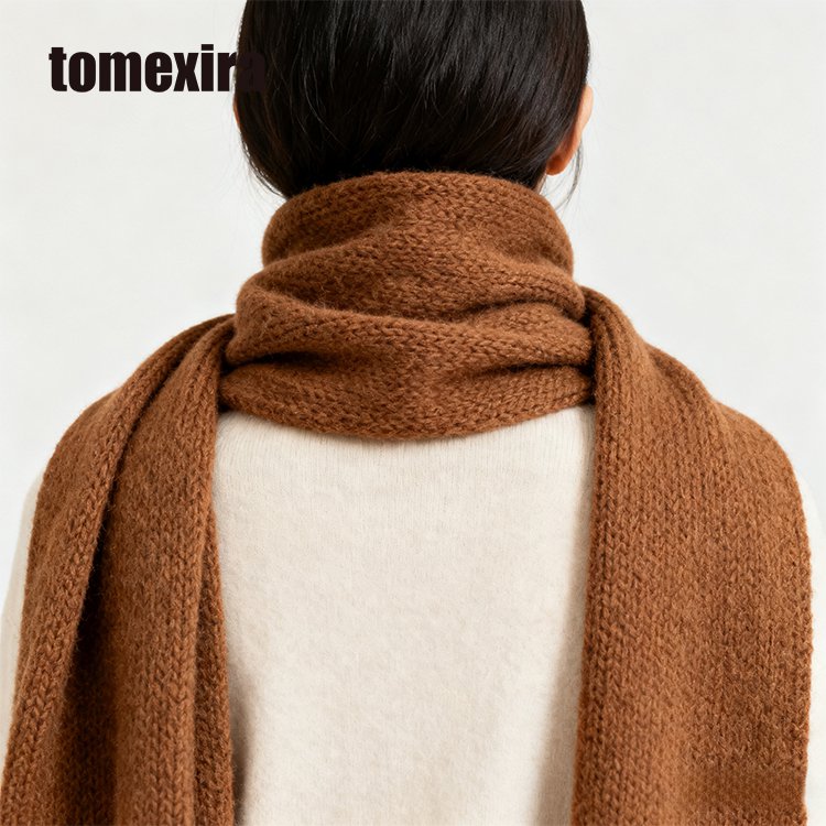 Dámský hnědý korejský šátek ze směsi vlny