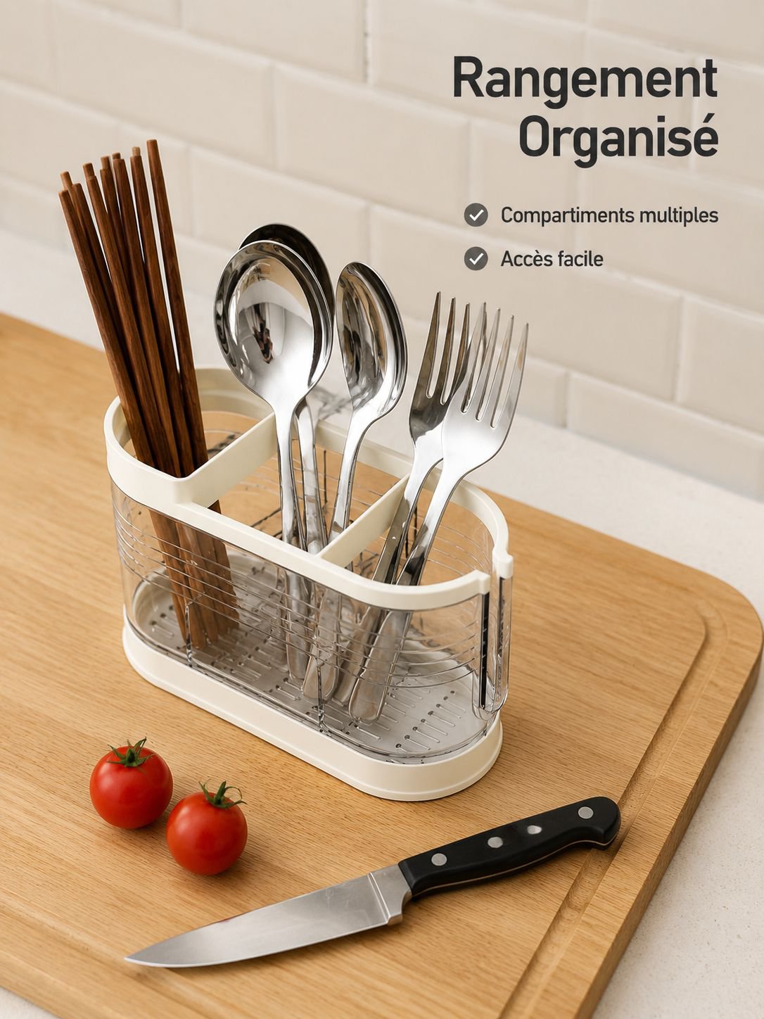 Support à baguettes de cuisine, étagère de rangement à compartiments, élégant et pratique