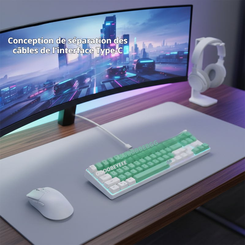 Clavier filaire RGB lumineux sensation mécanique pour bureau