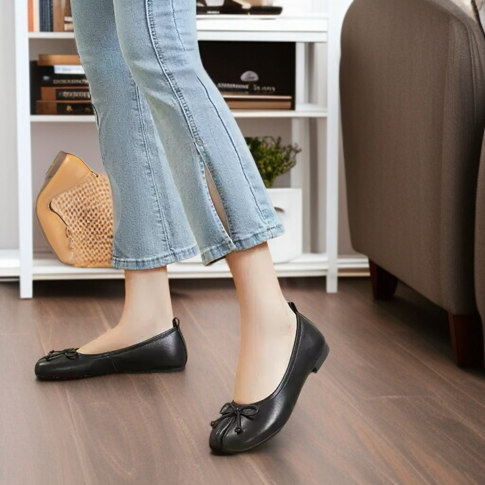 레드 단화 여 플랫 컴포트화 여성 구두 리본 발가락 봄가을 여름 단화