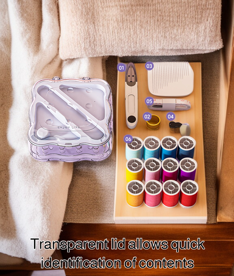 Magnetic closure sewing box with double-layer compartments
