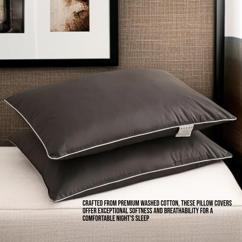 Washed Cotton Plain Round Pillow Cover Pair (48*74cm) - Home Use