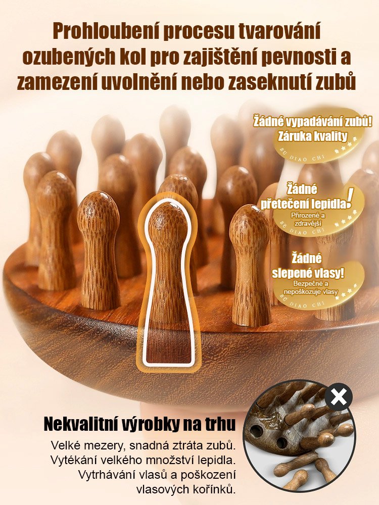 Masážní hřeben z dřeva zlatého santalového dřeva