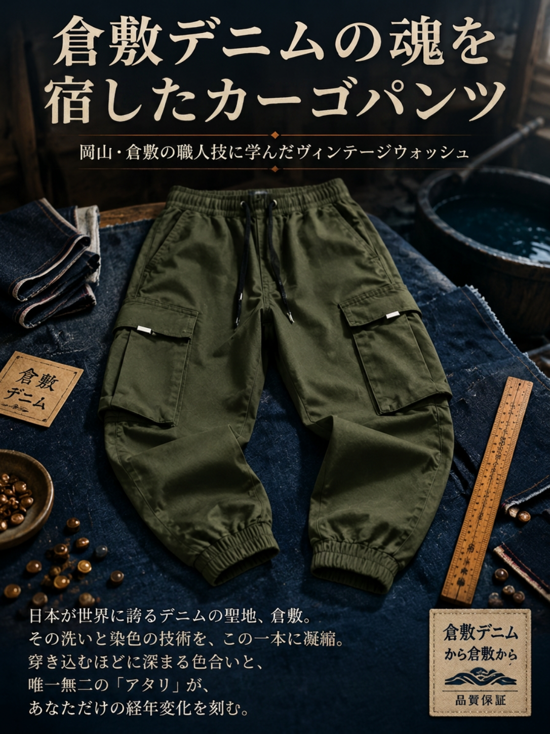 メンズ 多ポケットカジュアルカーゴパンツ