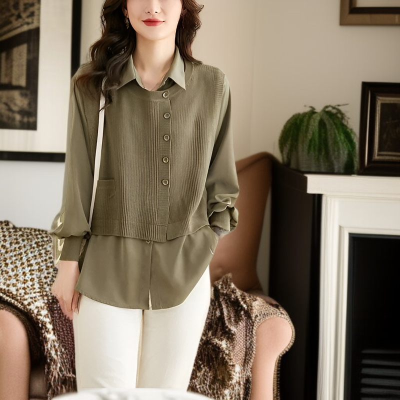 여성 루즈핏 긴팔 셔츠 가을 베스트 코트