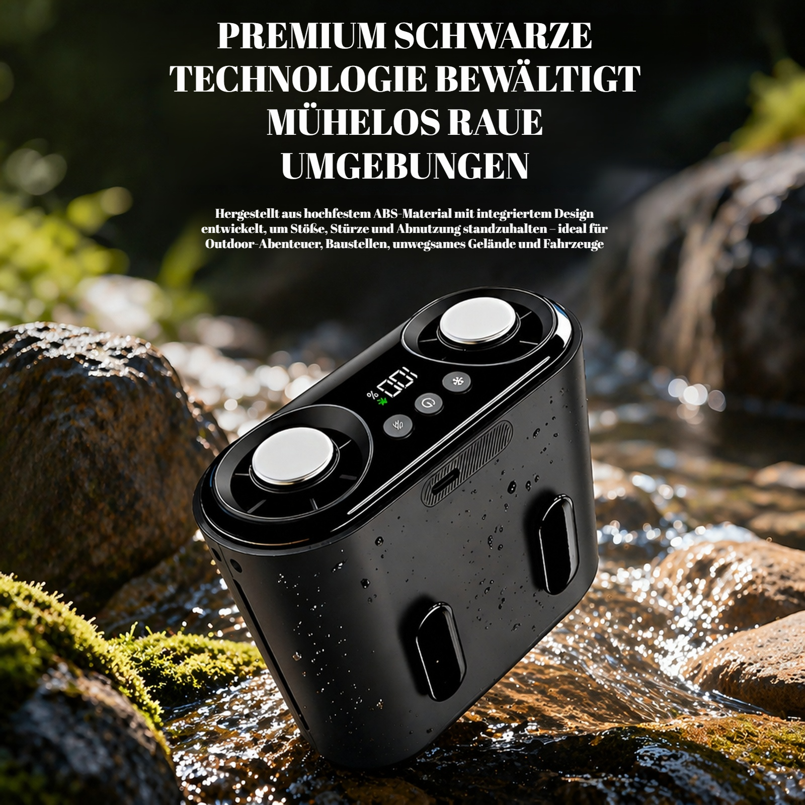Tragbarer Mini-Ventilator mit Doppelauslass, zum Umhängen oder Aufstellen auf dem Tisch