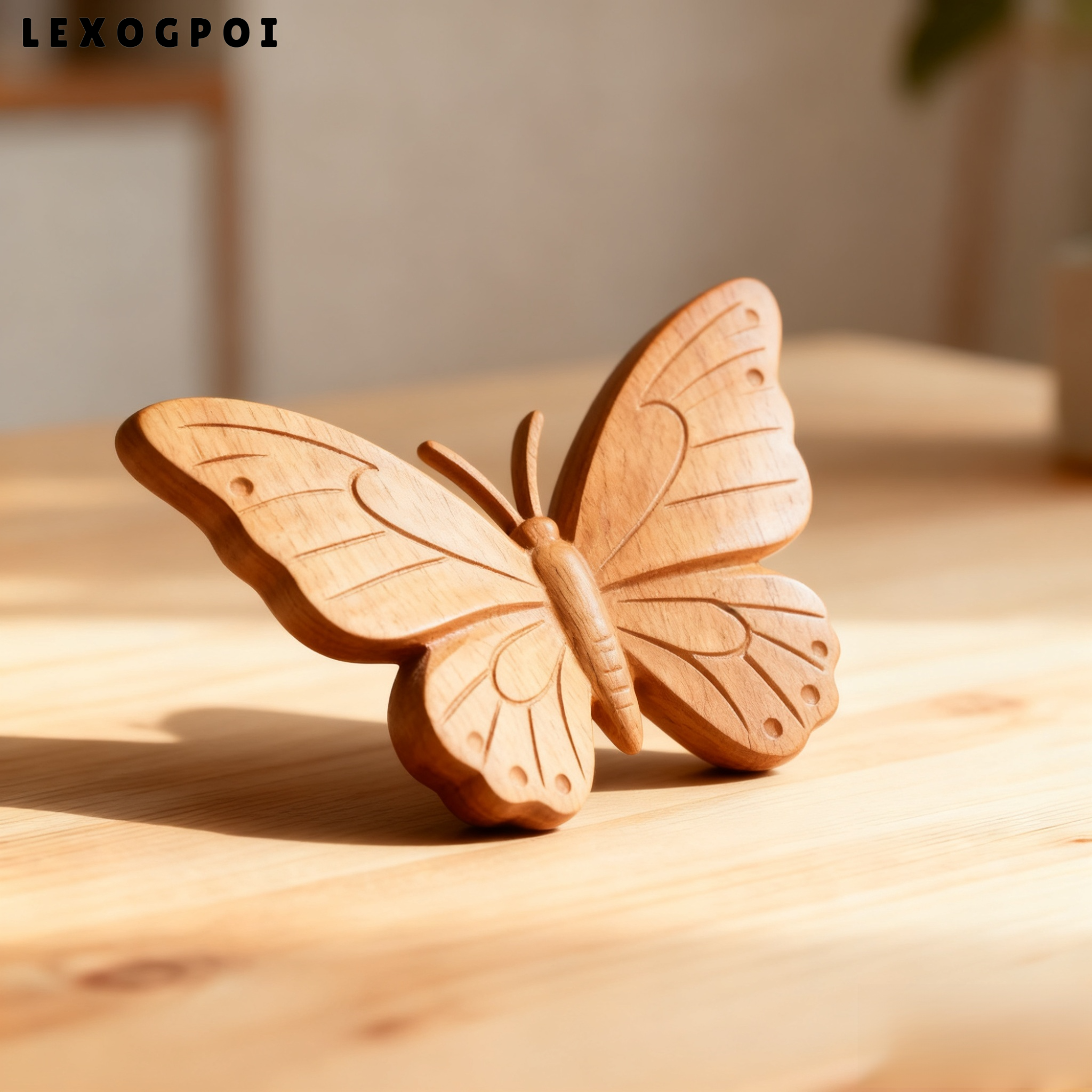 견고한 나무 나비 장식 장식품 (5개)
