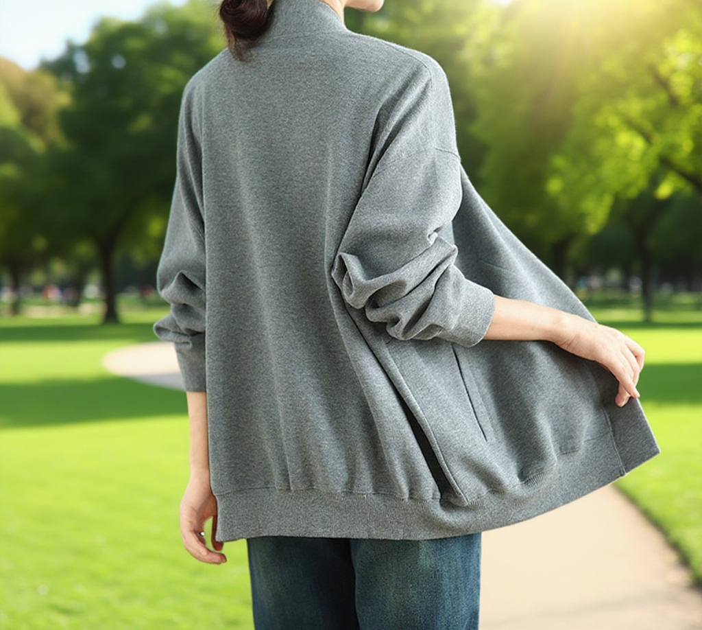 나른한 스타일의 여성 카디건 디테일