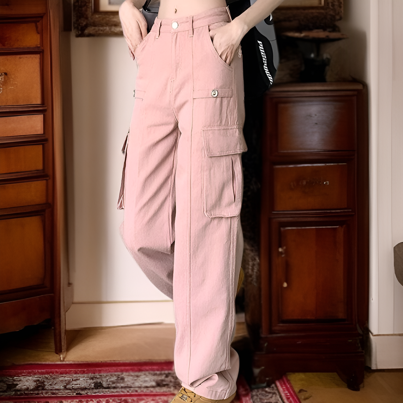 レディースハイウエストカジュアルパンツ